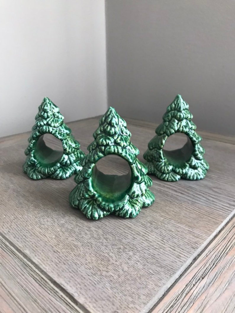 Ceramic Christmas Tree Napkin Ring Holders Etsy