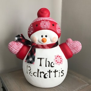 Personalized Ceramic Snowman (Large) -- Personalized Winter Birthday Gift