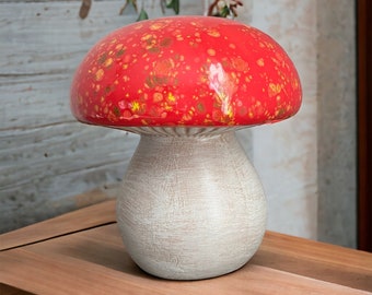 Large red ceramic mushroom - Mushroom gift idea for garden lover - Unique Fathers Day Gift Idea
