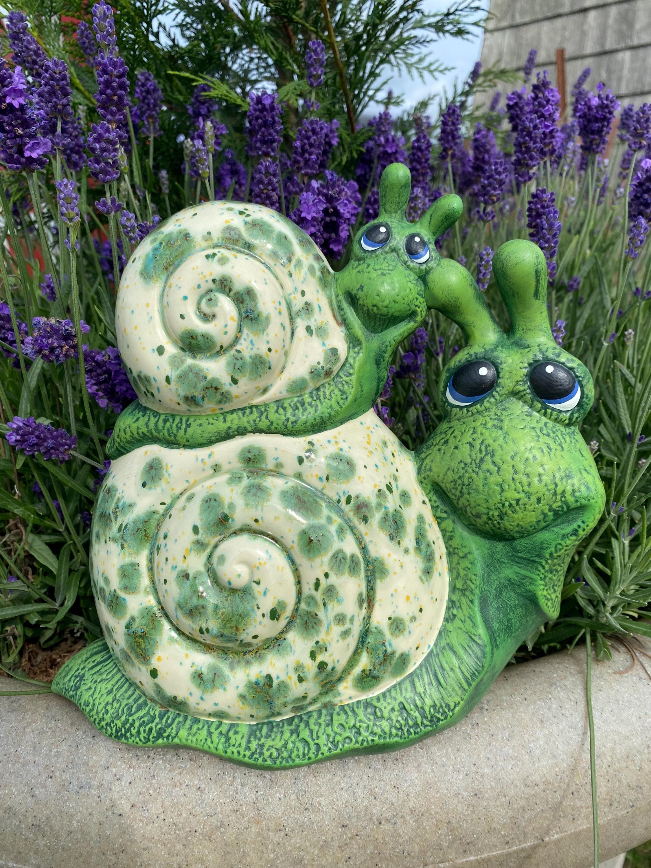 Ceramic snails for your garden - whimisical garden art - gift for snail lover