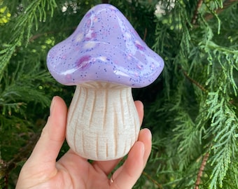 Ceramic purple mushroom decor, mushroom kitchen decor, mushroom garden decor, mushroom office decor, Mothers Day gift idea for garden lover