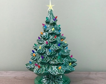 Ceramic Christmas Tree, Medium -- Free Shipping -- Ceramic Christmas Tree with Lights