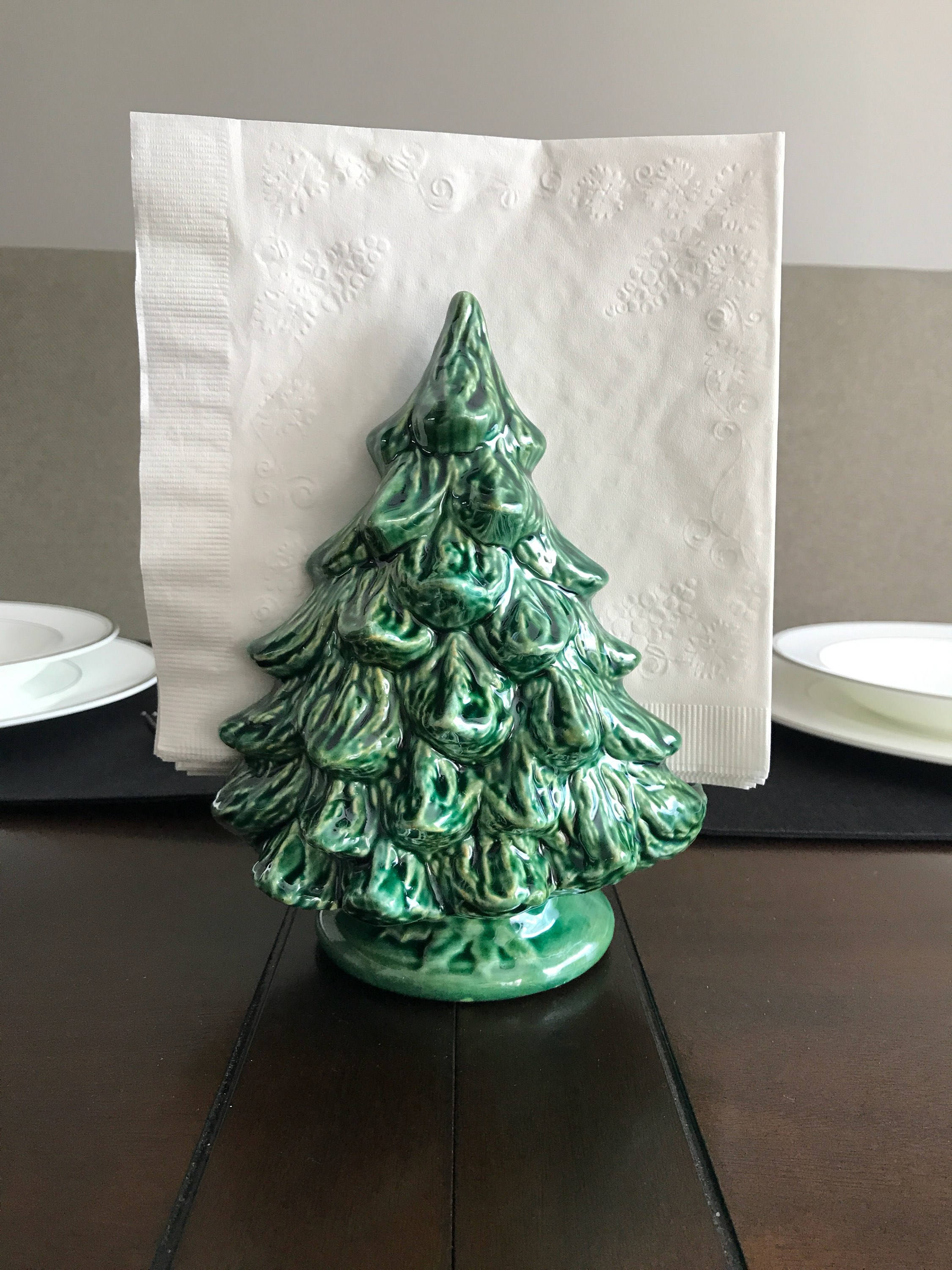 Ceramic Christmas Tree Napkin Holder Christmas Card Holder Etsy