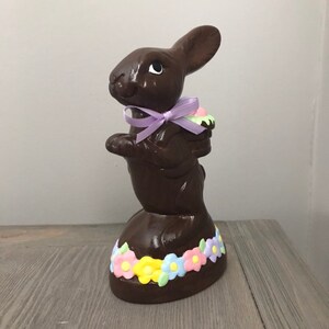 Small Ceramic Chocolate Bunny With Colored Easter Eggs and Multicolor ...