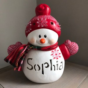 Personalized Ceramic Snowman -- Personalized Winter Birthday Gift