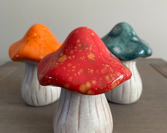 Ceramic mushroom art decor for home and garden - Mushroom gift idea for Mothers Day present