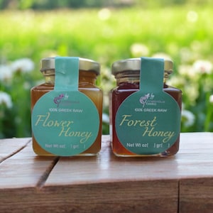 Greek Raw Honey from windflowers, thyme  and Coniferous trees! Unprocessed,Unheated, Gourmet Gift!