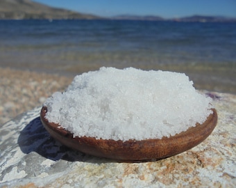 Sal marina griega con flor de sal: sal gourmet de acabado cuidadosamente seleccionada