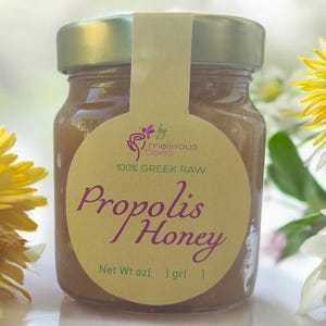 Miel de fleurs cru grec avec propolis - Remède entièrement naturel - Antioxydant - Boost du système immunitaire - 9,5 oz - 270 g