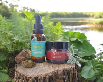 Bee Propolis Tincture and Salve,All Natural and Handmade,Handcrafted Skin Care,1oz Each