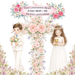 Set de 26 clipart de Primera Comunión, clipart png, clipart cristianismo, clipart tarjetería