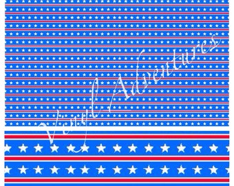 4th of July Pattern Vinyl, Red White Blue, Stars and Stripes, Patriotic, USA, Patterned, Printed, Craft, Vinyl, 12"x12", Oracal 651, Decal