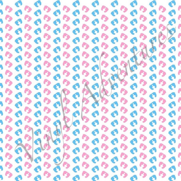 Baby Feet Pattern Vinyl, Pink and Blue, 12"x12", Patterned Vinyl, Printed Vinyl, Oracal 651, Craft Vinyl Sheet