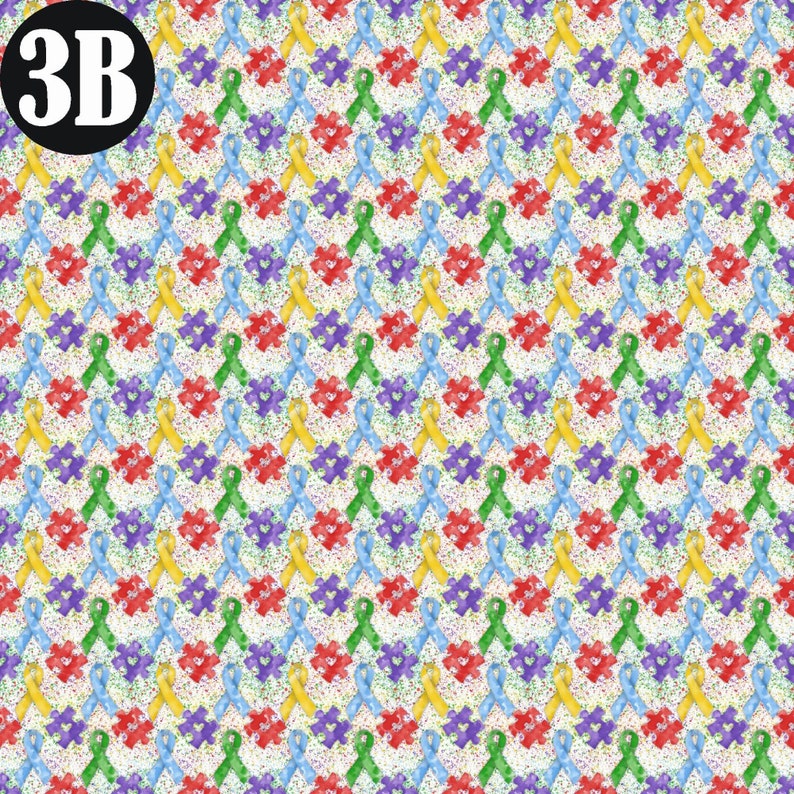 May include: A seamless pattern featuring a variety of colorful ribbon designs, including blue, green, yellow, red, and purple. The ribbons are arranged in a repeating pattern on a white background with a subtle glitter effect.