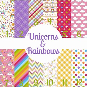 Unicorn Heat Transfer Vinyl Rainbow Pattern HTV, Unicorn HTV Sheets, Printed Heat Transfer Vinyl, Printed HTV Vinyl, Custom Print HTv image 1
