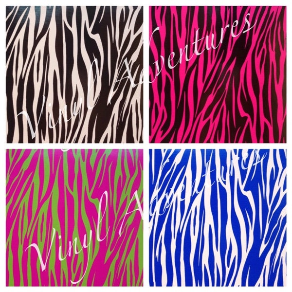 Zebra Patterned Vinyl, Animal Print Vinyl, Pattern Vinyl, Oracal 651, 12"x12", Permanent Adhesive, Zebra Print, Printed Vinyl, Craft Vinyl