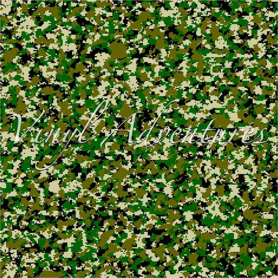 12x12 Permanent Patterned Vinyl - Camo Green