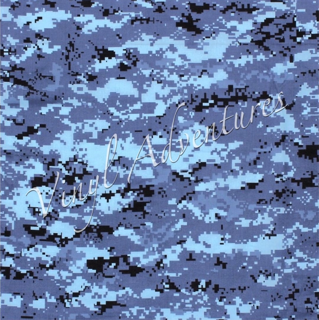 Blue Digital Camo Pattern Vinyl, Blue Digital Camouflage Vinyl, 12x12, Outdoor Permanent