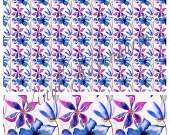 Floral Pattern Vinyl, Blue Purple Floral, Watercolor Texture, 12"x12", Outdoor Permanent Adhesive