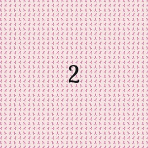 Pode incluir: Um fundo rosa com um padr&atilde;o repetido de fitas cor-de-rosa. O n&uacute;mero "2" est&aacute; escrito em preto no centro da imagem.