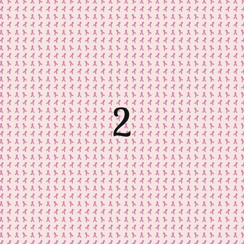 Pode incluir: Um fundo rosa com um padr&atilde;o repetido de fitas cor-de-rosa. O n&uacute;mero "2" est&aacute; escrito em preto no centro da imagem.