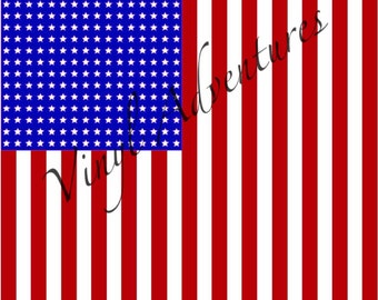 Patriotic Pattern Vinyl, American Flag, 4th of July, USA, Stars Stripes, Red White Blue, 12"x12", Patterned, Printed, Vinyl, Oracal 651