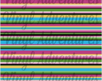 Serape Pattern Vinyl, Mexican, Green Blue Pink Yellow, Striped Vinyl, Patterned, Printed, Vinyl, 12"x12", Permanent Adhesive, Oracal 651
