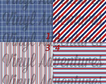 4th of July Heat Transfer Vinyl, Patriotic, Pattern, HTV, Red White Blue, Plaid, Stripes, Qty1, Siser Easyweed, Patterned, Printed, Tshirt