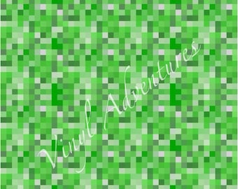 Pixelated Green Pattern Vinyl, Outdoor Permanent Adhesive Vinyl, 12"x12", Craft Vinyl, Vinyl Sheet, Oracal 651