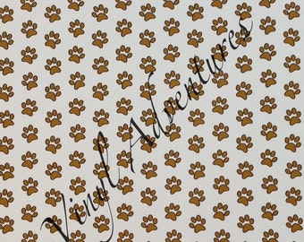 Paw Print Pattern Vinyl, Patterned Vinyl, Permanent Adhesive, 12"x12", Puppy Vinyl, Printed Vinyl, Patterned Vinyl, Craft Vinyl