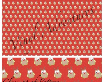Christmas Patterned Vinyl, Holiday Vinyl, Owl Vinyl, 12"x12", Permanent Adhesive, Printed Vinyl, Pattern Vinyl, Craft Vinyl, Oracal 651
