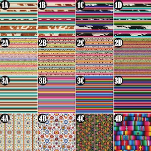 May include: A digital sheet with 16 different colorful patterns, including cowhide, leopard print, and floral designs. The patterns are arranged in a grid with four rows and four columns. Each pattern is labeled with a letter and number combination, such as 1A, 1B, 1C, and 1D.