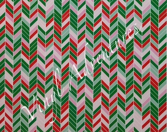 Herringbone Vinyl, Adhesive Vinyl Print, Christmas, Watermelon, Red Green, 12"x12", Pattern Vinyl, Patterned, Printed, Vinyl, Oracal 651