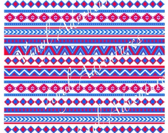 4th of July Pattern Vinyl,  Red White Blue, Patriotic, USA, Aztec, Tribal, Patterned, Printed, Vinyl, Sheets, 12"x12", Oracal 651, Decal