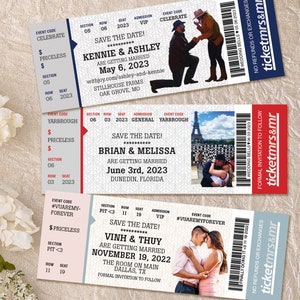 Magnet Save the Date Ticket: Unique Wedding Invitation with Envelopes