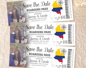 Boarding Pass Magnet Save the Date - With Envelopes, Destination Wedding, Unique Wedding Invite, Creative Save-the-date