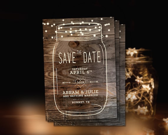 Magnet Save-The-Date: Mason Jar with Envelopes