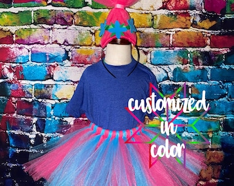Costume de coquelicot - Tutu et bandeau de troll princesse Poppy - tenue de premier anniversaire - costume d’Halloween des trolls