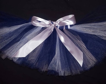 Tutu blanc argenté bleu marine - nouveau-né, bébé, bébé, filles, adulte pour la fête d’anniversaire, costume d’Halloween, ou course de 5k !