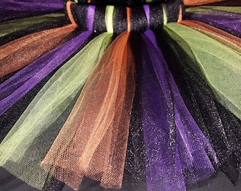 Tutu noir, violet, orange et vert - nouveau-né, nourrisson, bébé, fille, adulte - costume d’Halloween - costume de sorcière, costume de chat ou costume de chauve-souris