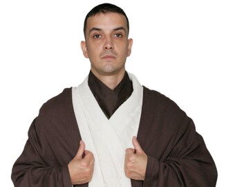 Star Wars Obi-Wan Kenobi Jedi Replica Costume Body Tunic with Replica Dark Brown Jedi Robe