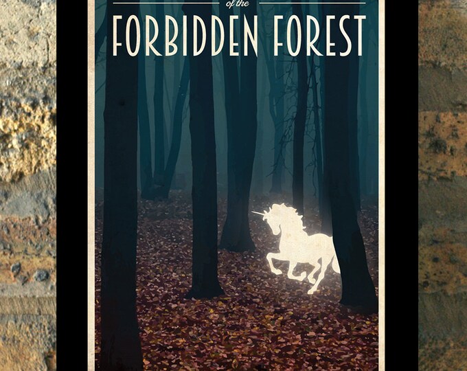 FORBIDDEN FOREST Harry Potter Travel Poster Vintage Print Wall - Etsy
