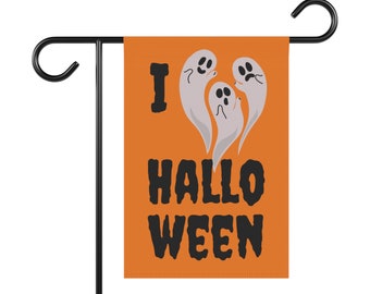 Ich liebe Halloween, Gespenst, Halloween, lustiges Gartenzeichen, Halloween-Gartenzeichen, lustiges Yard-Zeichen, Yard-Zeichen, Flagge für Outdoor-Dekor