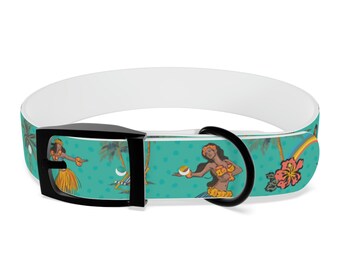 SplashGuard Waterproof Dog Collar - Tiki Hawaiian, Stylish, Durable, and Odor Resistant