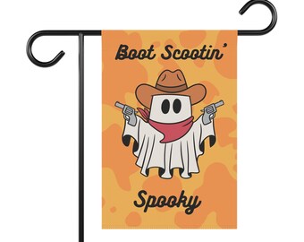Boot Scootin 'Spooky, Country, Western, lustige Gartenflagge, Halloween-Flagge
