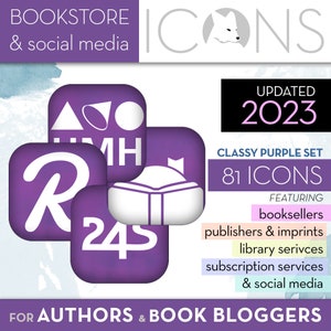 Classic Purple Bookstore, Verleger, & Social Media Icons für Autoren und Rezensenten // sofortiger Download
