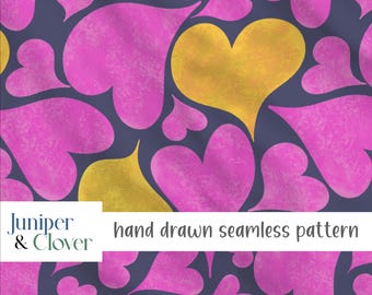 Handgetekende harten naadloos patroon PNG-coquette sublimatie digitaal papier