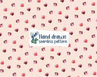 Whimsical strawberry Seamless Pattern for grannycore coquette fabrics PNG