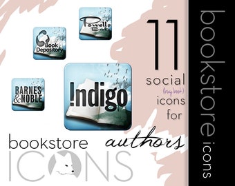 Blue Stories Bookstore Icons for Authors & Book Bloggers // instant download