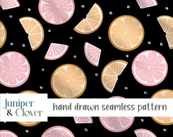 Helder modern citroen grapefruit naadloos patroon png digitaal papier